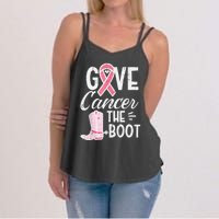 Give Breast Cancer The Boot Pink Ribbon Awareness Women Women's Strappy Tank