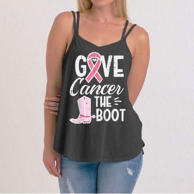 Give Breast Cancer The Boot Pink Ribbon Awareness Women Women's Strappy Tank