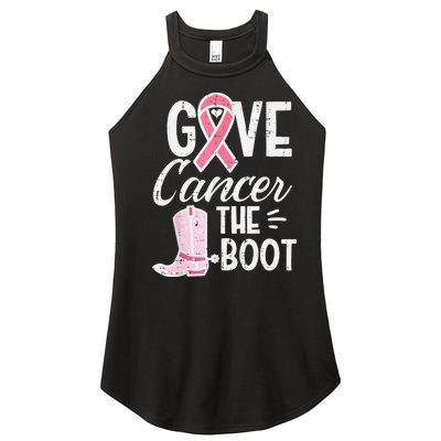 Give Breast Cancer The Boot Pink Ribbon Awareness Women Women's Perfect Tri Rocker Tank