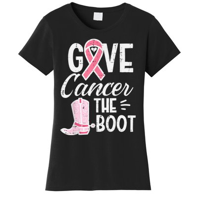 Give Breast Cancer The Boot Pink Ribbon Awareness Women Women's T-Shirt