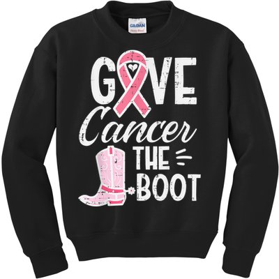 Give Breast Cancer The Boot Pink Ribbon Awareness Women Kids Sweatshirt