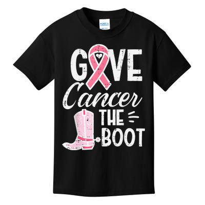 Give Breast Cancer The Boot Pink Ribbon Awareness Women Kids T-Shirt