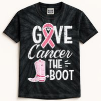 Give Breast Cancer The Boot Pink Ribbon Awareness Women Kids Tie-Dye T-Shirt