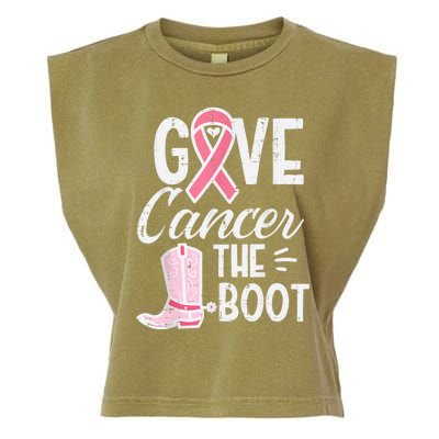 Give Breast Cancer The Boot Pink Ribbon Awareness Women Garment-Dyed Women's Muscle Tee