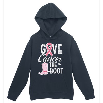 Give Breast Cancer The Boot Pink Ribbon Awareness Women Urban Pullover Hoodie