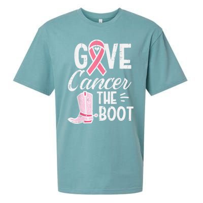 Give Breast Cancer The Boot Pink Ribbon Awareness Women Sueded Cloud Jersey T-Shirt