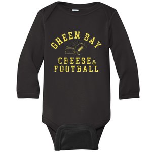 Green Bay Cheese & Football Distressed Gift Baby Long Sleeve Bodysuit