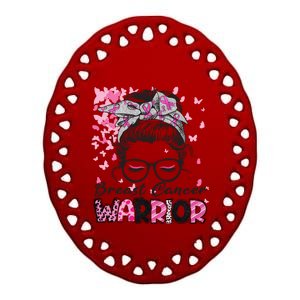 Girl Breast Cancer Warrior Gift Ceramic Oval Ornament