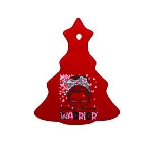 Girl Breast Cancer Warrior Gift Ceramic Tree Ornament