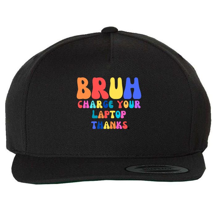Groovy Bruh Charge Your Laptop Wool Snapback Cap