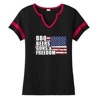 Grilling Barbecue Cool Bbq Beers Guns And Freedom Cool Gift Ladies Halftime Notch Neck Tee