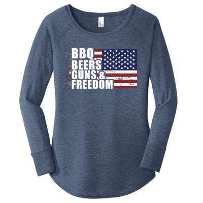 Grilling Barbecue Cool Bbq Beers Guns And Freedom Cool Gift Women's Perfect Tri Tunic Long Sleeve Shirt