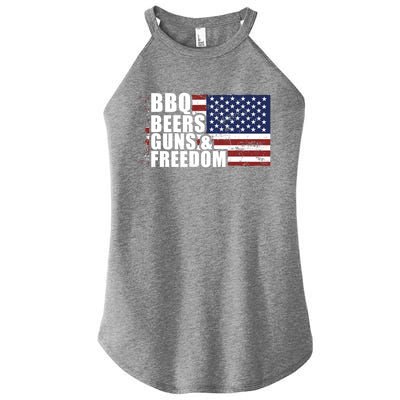 Grilling Barbecue Cool Bbq Beers Guns And Freedom Cool Gift Women’s Perfect Tri Rocker Tank