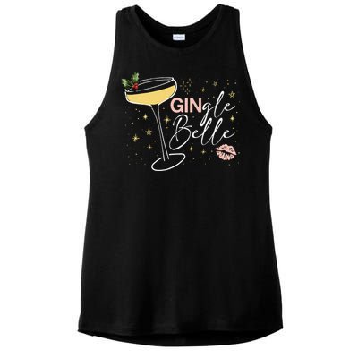 Gingle Belle Christmas Drink Cocktail Xmas Bartender Holiday Ladies PosiCharge Tri-Blend Wicking Tank