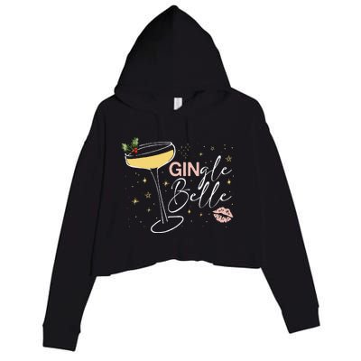 Gingle Belle Christmas Drink Cocktail Xmas Bartender Holiday Crop Fleece Hoodie