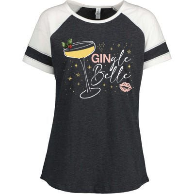 Gingle Belle Christmas Drink Cocktail Xmas Bartender Holiday Enza Ladies Jersey Colorblock Tee