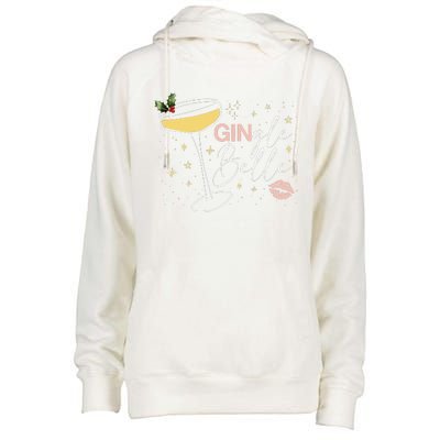 Gingle Belle Christmas Drink Cocktail Xmas Bartender Holiday Womens Funnel Neck Pullover Hood