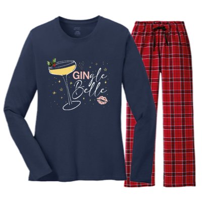 Gingle Belle Christmas Drink Cocktail Xmas Bartender Holiday Women's Long Sleeve Flannel Pajama Set 