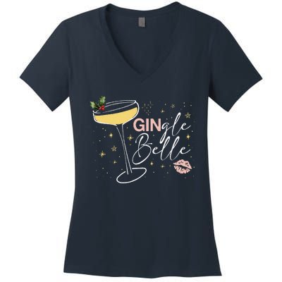 Gingle Belle Christmas Drink Cocktail Xmas Bartender Holiday Women's V-Neck T-Shirt