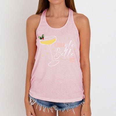 Gingle Belle Christmas Drink Cocktail Xmas Bartender Holiday Women's Knotted Racerback Tank