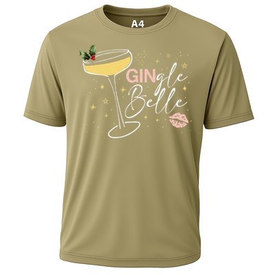 Gingle Belle Christmas Drink Cocktail Xmas Bartender Holiday Cooling Performance Crew T-Shirt