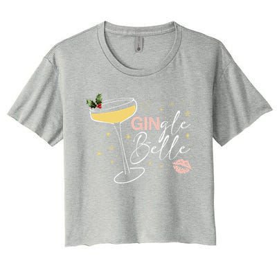 Gingle Belle Christmas Drink Cocktail Xmas Bartender Holiday Women's Crop Top Tee