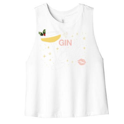 Gingle Belle Christmas Drink Cocktail Xmas Bartender Holiday Women's Racerback Cropped Tank