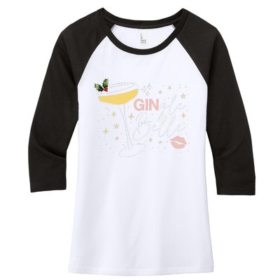 Gingle Belle Christmas Drink Cocktail Xmas Bartender Holiday Women's Tri-Blend 3/4-Sleeve Raglan Shirt