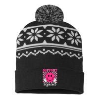 Groovy Breast Cancer Awareness Support Squad USA-Made Snowflake Beanie