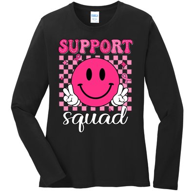 Groovy Breast Cancer Awareness Support Squad Ladies Long Sleeve Shirt