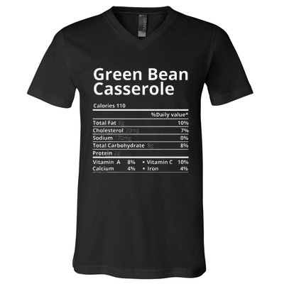 Green Bean Casserole Nutrition Facts Thanksgiving Christmas V-Neck T-Shirt