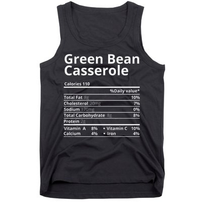 Green Bean Casserole Nutrition Facts Thanksgiving Christmas Tank Top