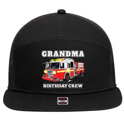 Grandma Birthday Crew Fire Truck Firefighter Fireman Party 7 Panel Mesh Trucker Snapback Hat