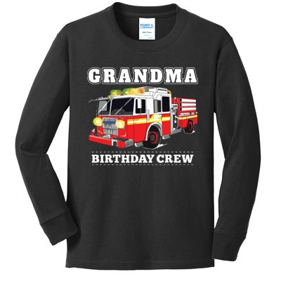 Grandma Birthday Crew Fire Truck Firefighter Fireman Party Kids Long Sleeve Shirt