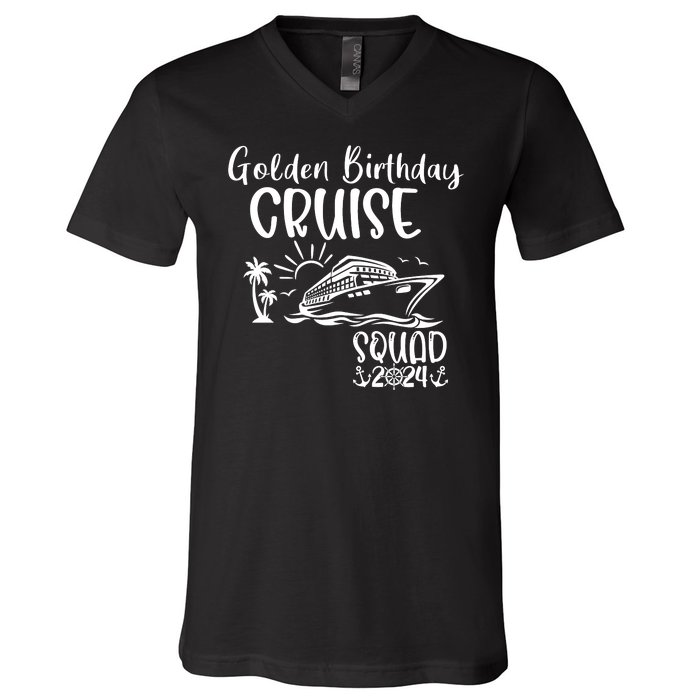 Golden Birthday Cruise Squad 2024 Holiday Trip Family Matching V-Neck T-Shirt