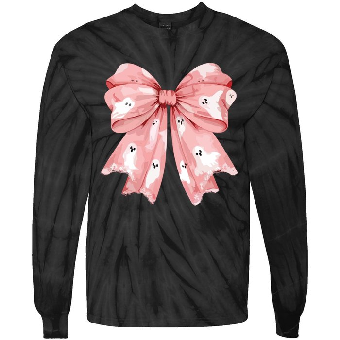 Ghost Bow Coquette Tie-Dye Long Sleeve Shirt