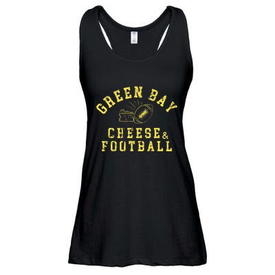 Green Bay Cheese & Football Distressed Gift Ladies Essential Flowy Tank