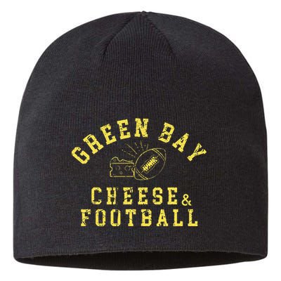 Green Bay Cheese & Football Distressed Gift Sustainable Beanie