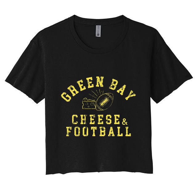 Green Bay Cheese & Football Distressed Gift Crop Top