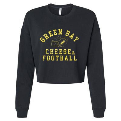 Green Bay Cheese & Football Distressed Gift Cropped Pullover Crew