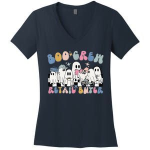 Groovy Boo Crew Retail Buyer Halloween Cute Ghost Women's V-Neck T-Shirt