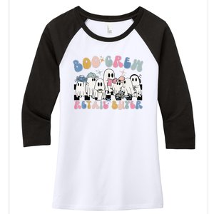 Groovy Boo Crew Retail Buyer Halloween Cute Ghost Women's Tri-Blend 3/4-Sleeve Raglan Shirt