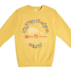 Granny Bear Christmas Family Flower Grandma Xmas Cute Gift Premium Crewneck Sweatshirt