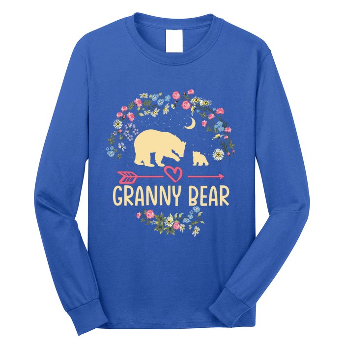 Granny Bear Christmas Family Flower Grandma Xmas Cute Gift Long Sleeve Shirt