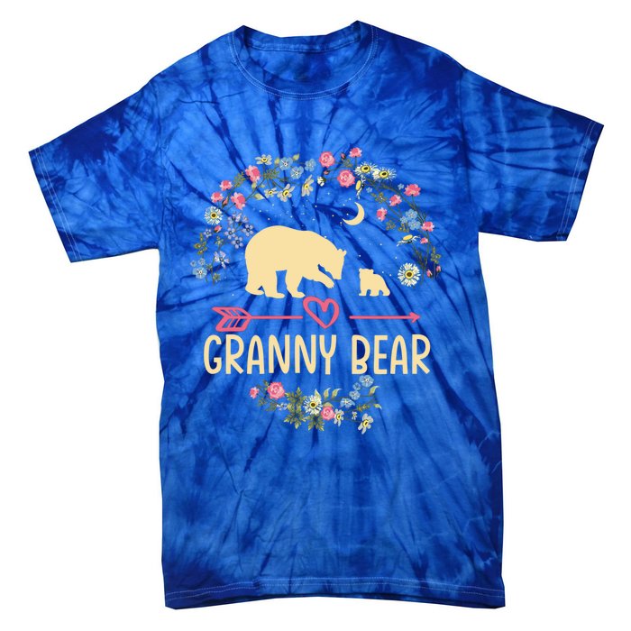 Granny Bear Christmas Family Flower Grandma Xmas Cute Gift Tie-Dye T-Shirt