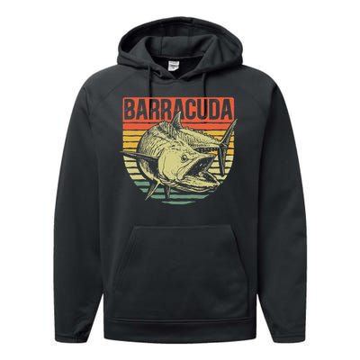 Great Barracuda Cuda Fishing Wildlife Saltwater Fish Art Performance Fleece Hoodie