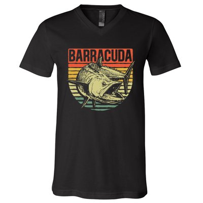 Great Barracuda Cuda Fishing Wildlife Saltwater Fish Art V-Neck T-Shirt