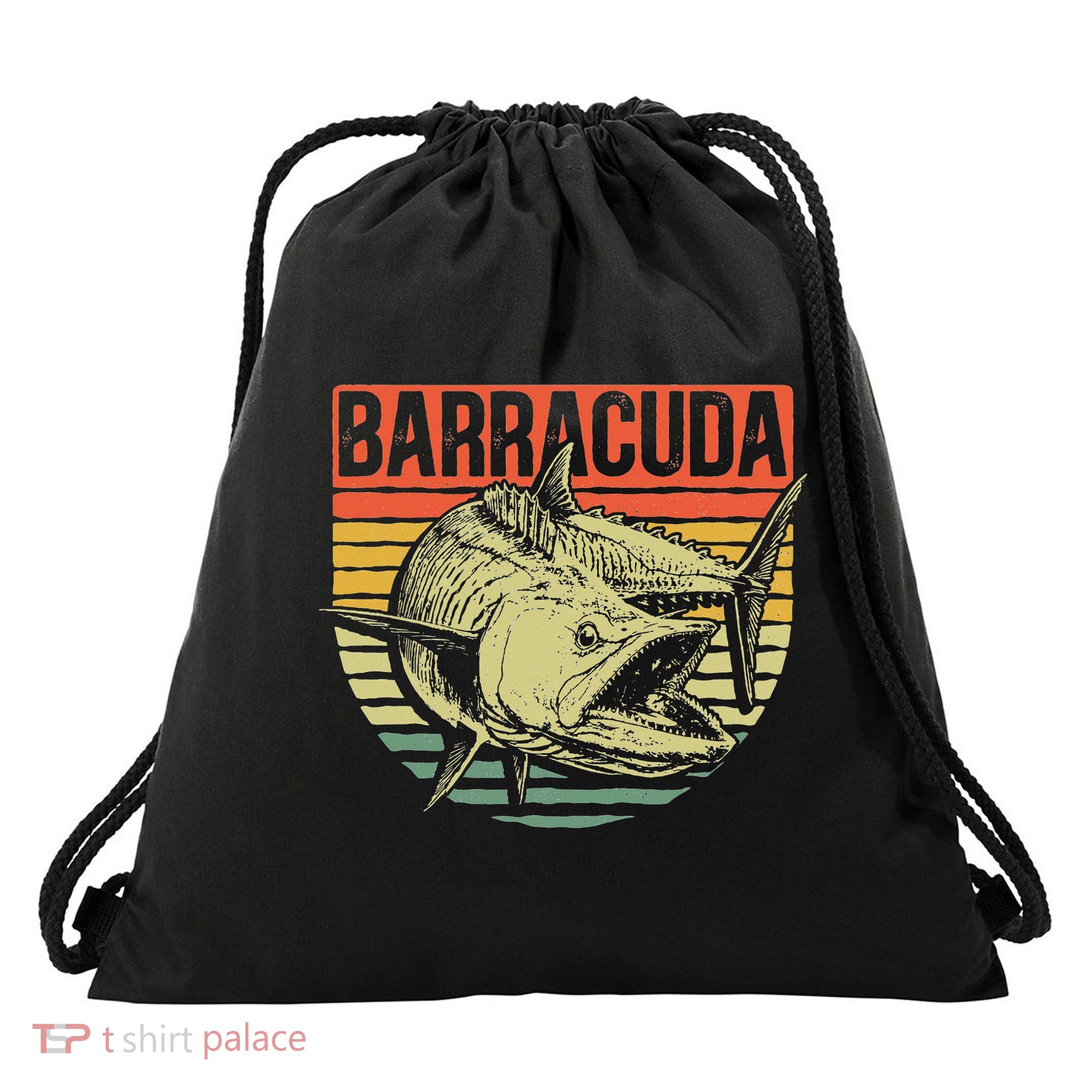 Great Barracuda Cuda Fishing Wildlife Saltwater Fish Art Drawstring Bag