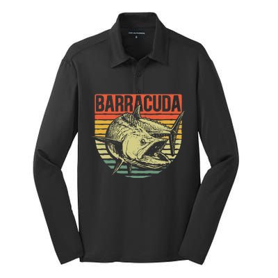 Great Barracuda Cuda Fishing Wildlife Saltwater Fish Art Silk Touch Performance Long Sleeve Polo