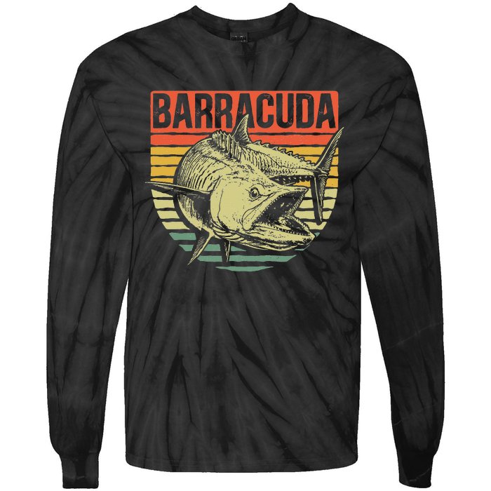 Great Barracuda Cuda Fishing Wildlife Saltwater Fish Art Tie-Dye Long Sleeve Shirt